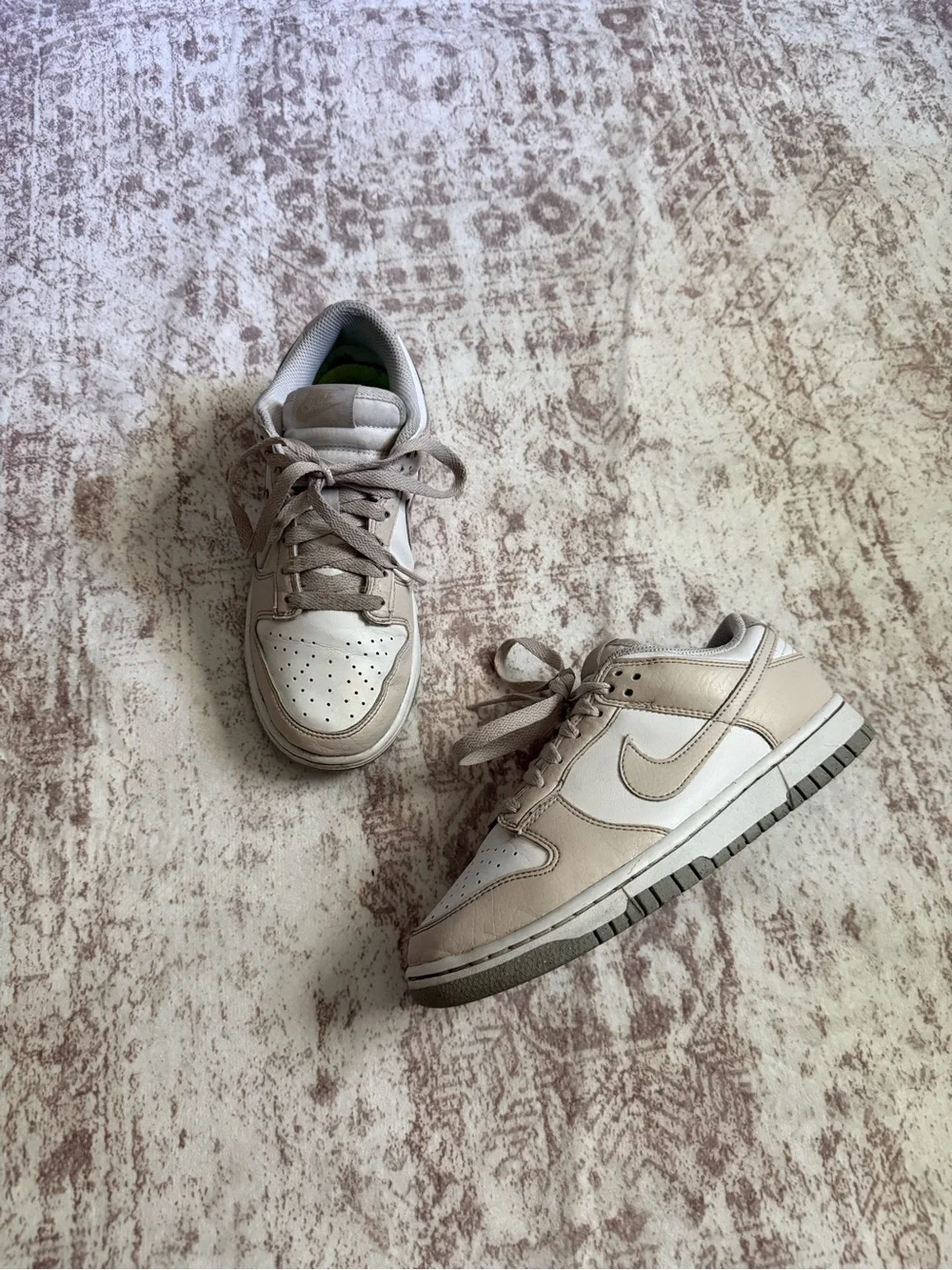 Nike cream and White Dunks Low